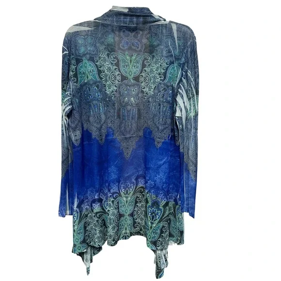 The Pyramid Collection Women's Blue Paisley Print Cardigan Festival Y2K - Picture 4 of 4
